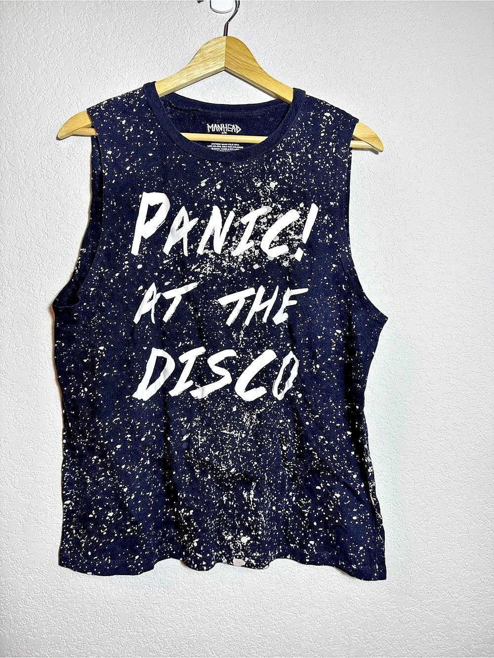 Manhead Panic! At the Disco Graphic Muscle Tee Black & White Size Medium